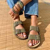 Joy – Women’s Double-Strap Comfort Mules - 36 - S . choco