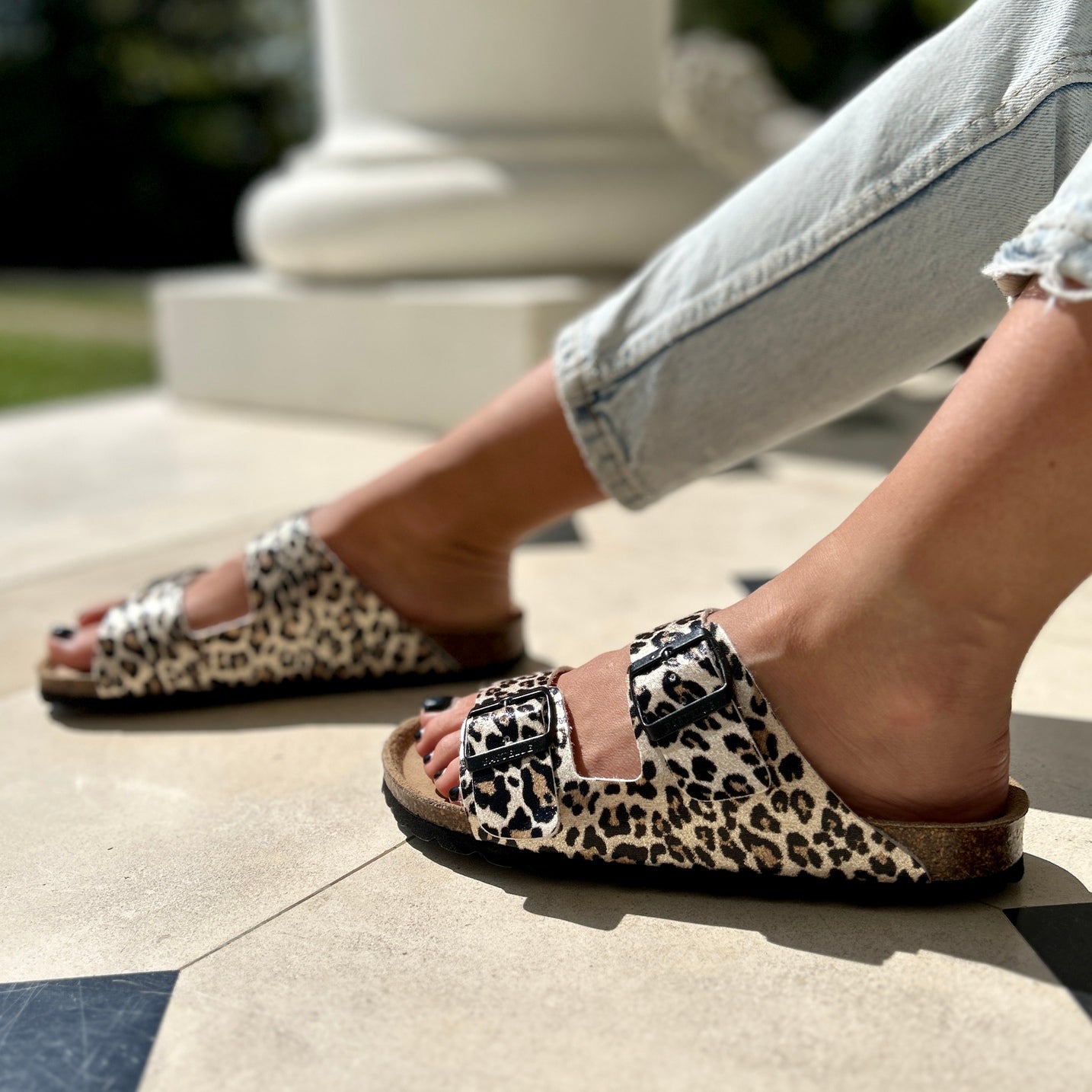 Joy – Women’s Double-Strap Comfort Mules - 37 - léopard OR