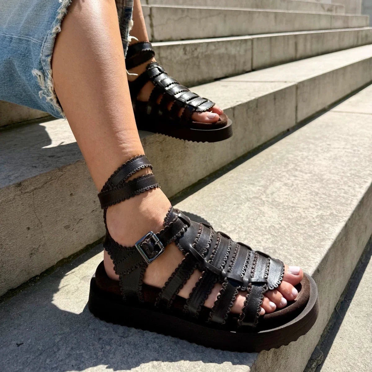 Clara – Women’s Comfort Platform Sandals - 38 - choco