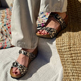 Eilat – Women’s Wedge Mules with Adjustable Straps - 37 - léopard OR