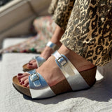 Eilat – Women’s Wedge Mules with Adjustable Straps - 38 - doré