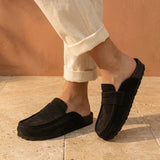 Gina – Women’s Suede Loafer Clogs with Cork Comfort Sole - 36 - Uni Noir