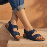 Jeanet – Women’s Suede Leather Buckle Sandals - 36 - S . choco