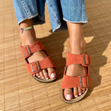 Joy – Women’s Double-Strap Comfort Mules - 39 - Suede Noir