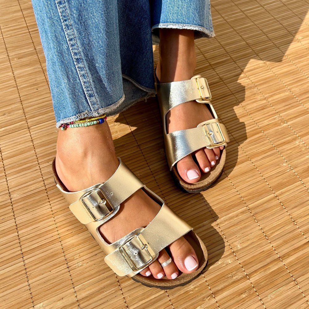Joy – Women’s Double-Strap Comfort Mules - 38 - S . Marine