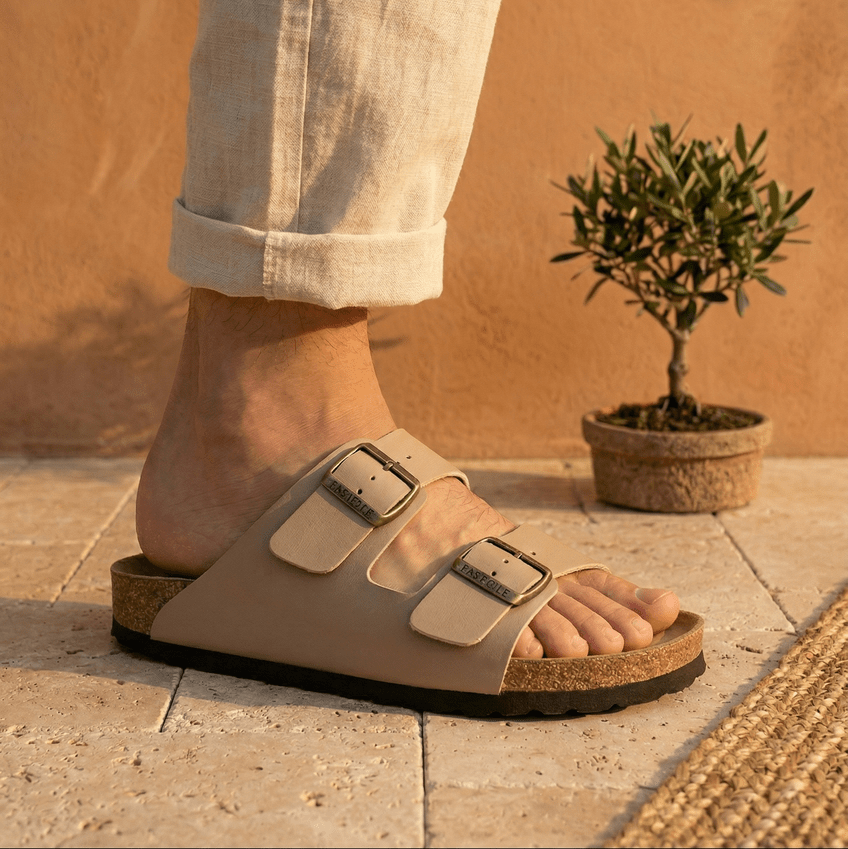 Joy Men – Double-Strap Comfort Mules - 41 - Uni Choco