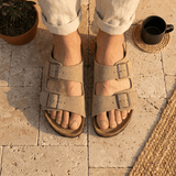 Joy Men – Double-Strap Comfort Mules - 40 - Suede Choco