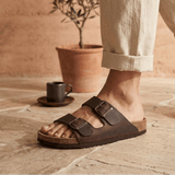 Joy Men – Double-Strap Comfort Mules - 41 - Suede Choco