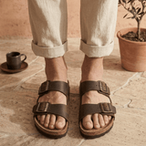 Joy Men – Double-Strap Comfort Mules - 41 - Beige