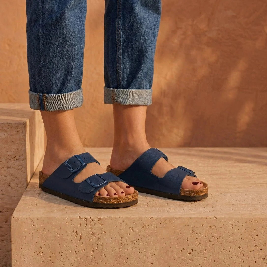 Joy – Women’s Double-Strap Comfort Mules - 39 - S . Marine