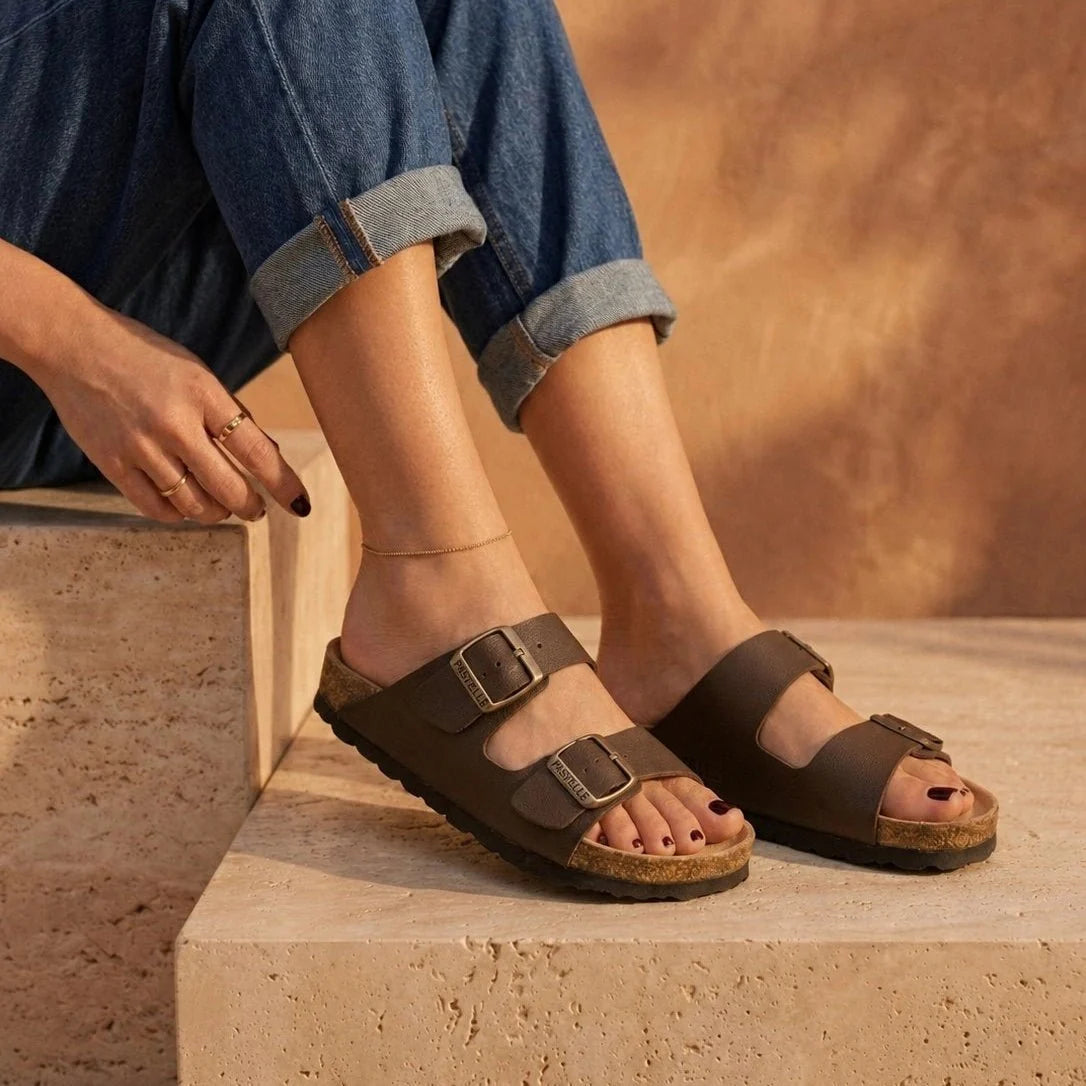 Joy – Women’s Double-Strap Comfort Mules - 39 - Bleu jean