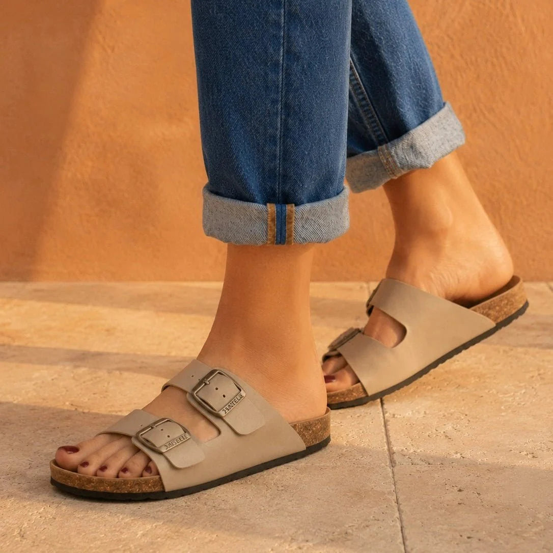 Joy – Women’s Double-Strap Comfort Mules - 39 - doré