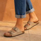 Joy – Women’s Double-Strap Comfort Mules - 39 - doré