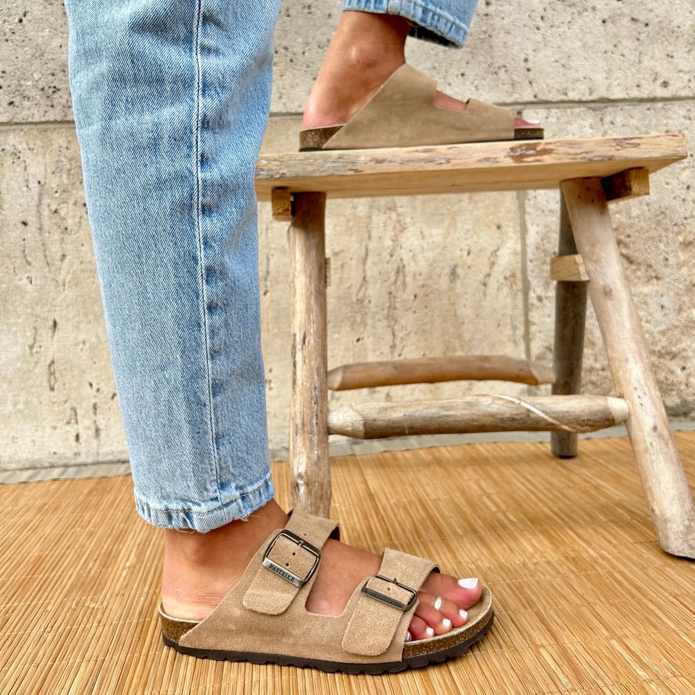 Joy – Women’s Double-Strap Comfort Mules - 36 - kaki