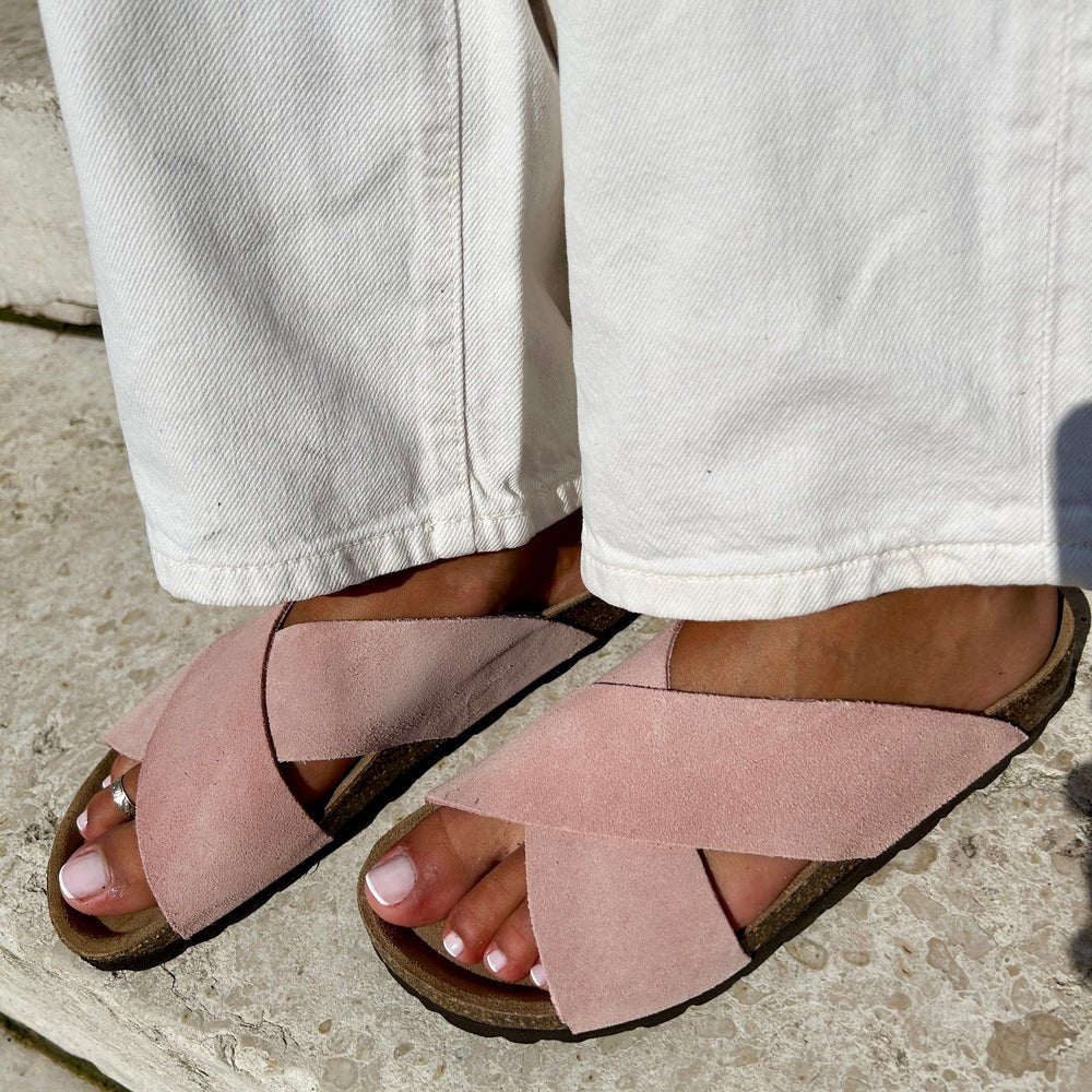 Kessy – Women’s Suede and Leather Comfort Sandal Mules - 37 - Pink