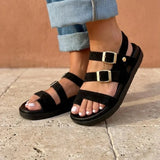 Louane – Women’s Double-Buckle Comfort Sandals - 36 - Uni Noir
