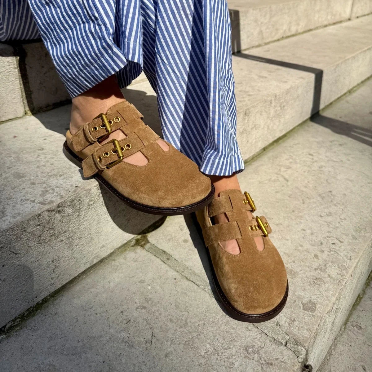 Ora – Women’s Suede Comfort Clogs - 36 - Taupe