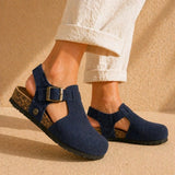 Hannah – Women’s Suede Sandal Clogs with Cork and Leather Footbed - 38 - bordeaux