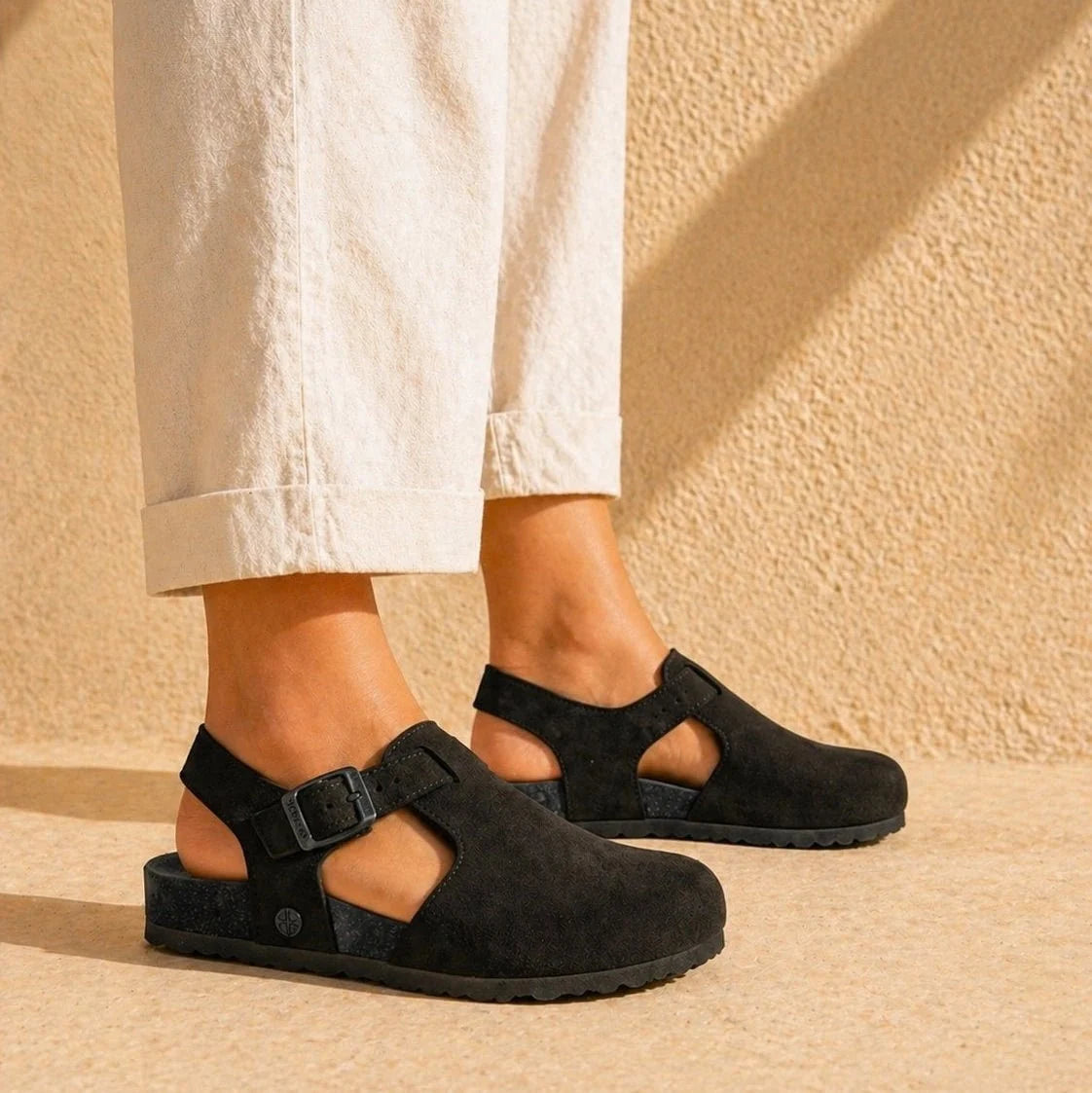 Hannah – Women’s Suede Sandal Clogs with Cork and Leather Footbed - 37 - bordeaux