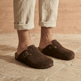 Solal Men – Suede Clogs with Cork and Leather Comfort Footbed - 40 - S . choco
