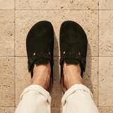 Solal Men – Suede Clogs with Cork and Leather Comfort Footbed - 41 - kaki