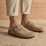 Solal Men – Suede Clogs with Cork and Leather Comfort Footbed - 40 - kaki