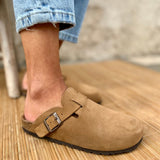 Solal – Women’s Suede Clogs with Cork and Leather Comfort Footbed - 38 - bordeaux