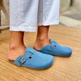 Solal – Women’s Suede Clogs with Cork and Leather Comfort Footbed - 37 - kaki