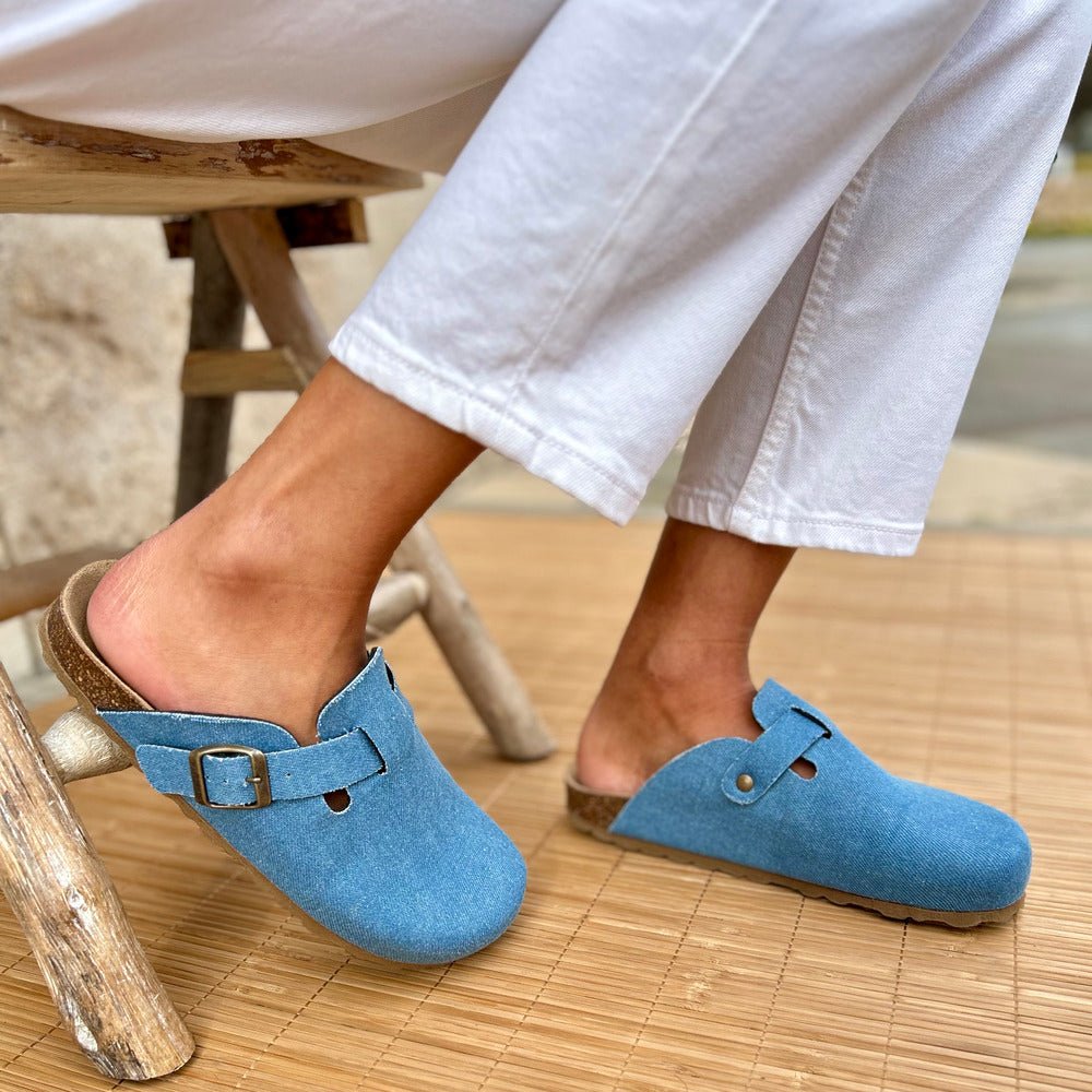 Solal – Women’s Suede Clogs with Cork and Leather Comfort Footbed - 37 - Taupe bandana