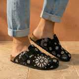 Solal – Women’s Suede Clogs with Cork and Leather Comfort Footbed - 39 - Choco Bandana