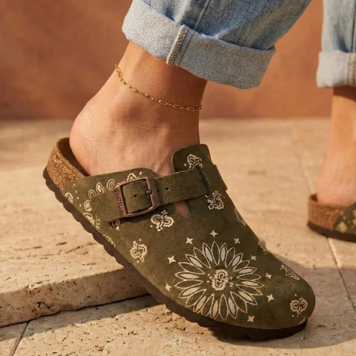 Solal – Women’s Suede Clogs with Cork and Leather Comfort Footbed - 39 - Rouille