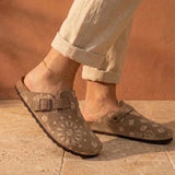 Solal – Women’s Suede Clogs with Cork and Leather Comfort Footbed - 39 - kaki