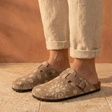 Solal – Women’s Suede Clogs with Cork and Leather Comfort Footbed - 39 - Navy Blue