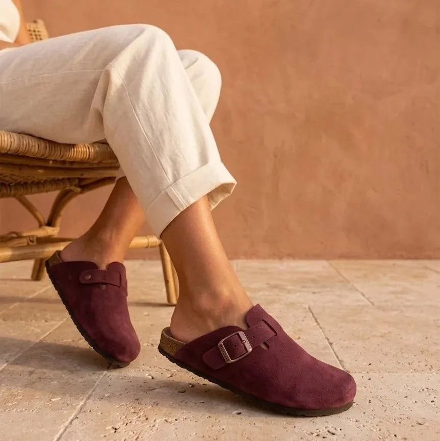 Solal – Women’s Suede Clogs with Cork and Leather Comfort Footbed - 37 - Taupe