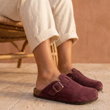 Solal – Women’s Suede Clogs with Cork and Leather Comfort Footbed - 36 - Noir bandana