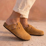 Solal – Women’s Suede Clogs with Cork and Leather Comfort Footbed - 36 - Rouille