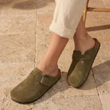 Solal – Women’s Suede Clogs with Cork and Leather Comfort Footbed - 36 - Taupe bandana