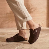 Solal – Women’s Suede Clogs with Cork and Leather Comfort Footbed - 36 - kaki
