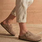 Solal – Women’s Suede Clogs with Cork and Leather Comfort Footbed - 36 - S . choco