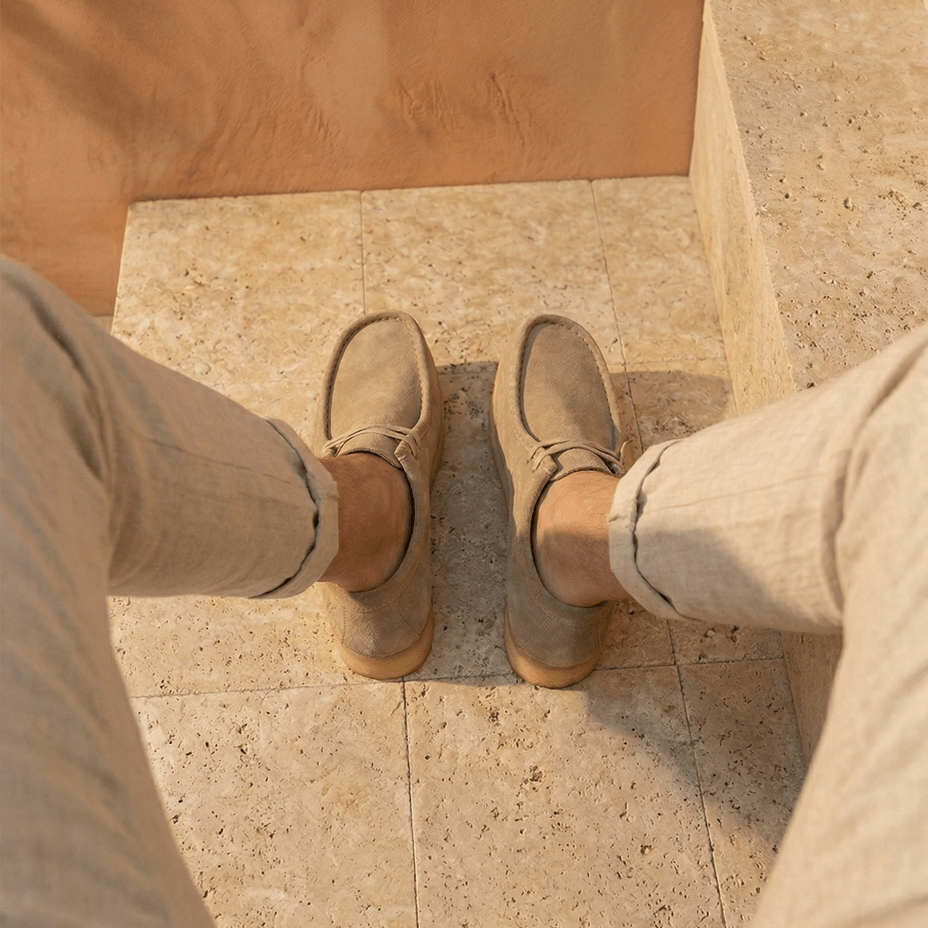 Zap Men – Suede Lace-Up Loafers with Crepe Sole - 41 - Camel