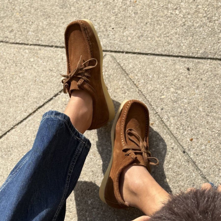 Zap – Women’s Suede Lace-Up Loafers with Natural Crepe Sole - 36 - S . Marine