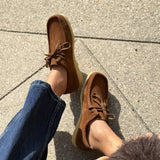 Zap – Women’s Suede Lace-Up Loafers with Natural Crepe Sole - 36 - S . Marine