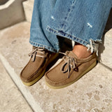 Zap – Women’s Suede Lace-Up Loafers with Natural Crepe Sole - 36 - Rouille