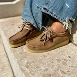 Zap – Women’s Suede Lace-Up Loafers with Natural Crepe Sole - 36 - Camel