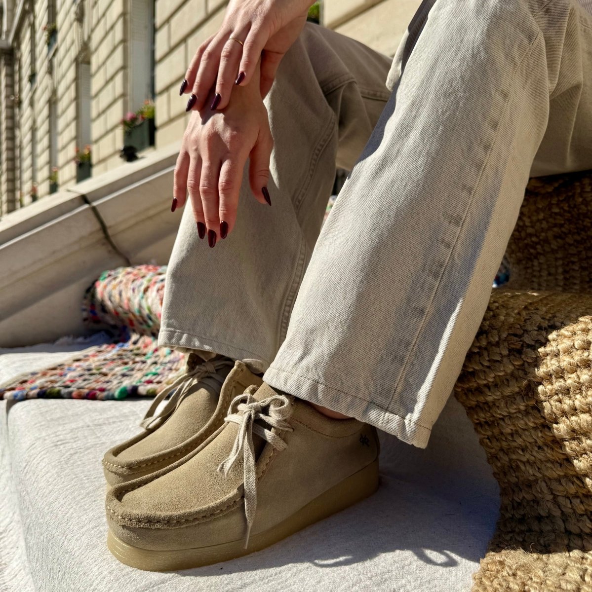 Zap – Women’s Suede Lace-Up Loafers with Natural Crepe Sole - 38 - S . Marine