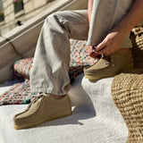 Zap – Women’s Suede Lace-Up Loafers with Natural Crepe Sole - 36 - Taupe