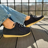 Zap – Women’s Suede Lace-Up Loafers with Natural Crepe Sole - 38 - S . choco