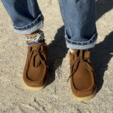 Zap – Women’s Suede Lace-Up Loafers with Natural Crepe Sole - 40 - Castor